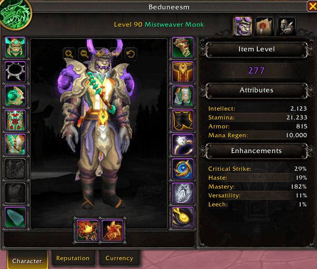 monk 90, ilvl 277, io 3.1, amade vase boost